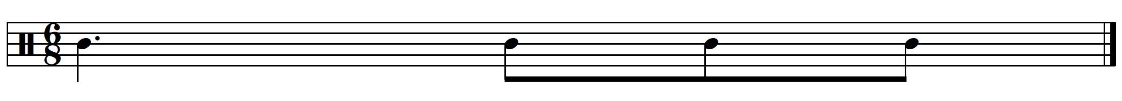 rhythmic dictation compound duple meter example x